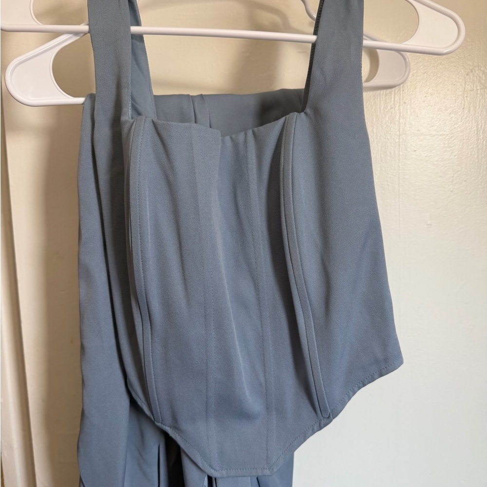 Fashion Nova Light Blue Zippered Dress